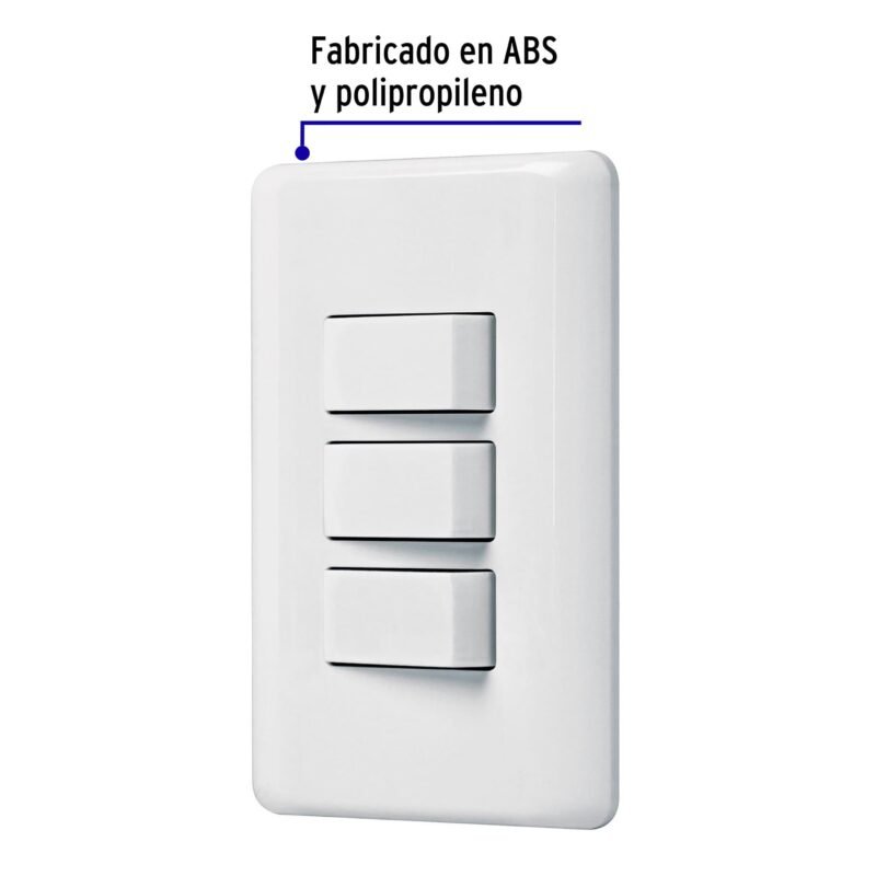Código: 25083 Placa armada con 3 interruptores sencillos, Volteck Basic PA-APTR-B