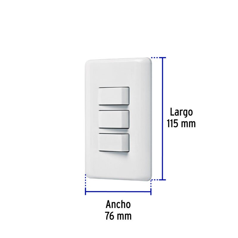 Código: 25083 Placa armada con 3 interruptores sencillos, Volteck Basic PA-APTR-B