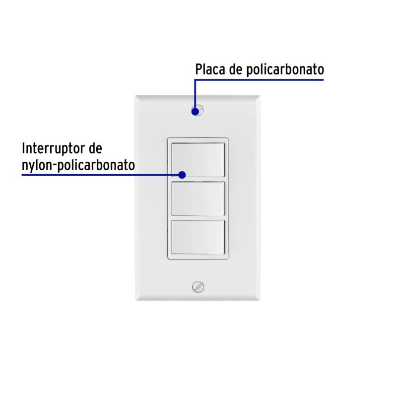 Código: 46339 Placa armada con 3 interruptores sencillos, línea Classic PA-APTR-CLP