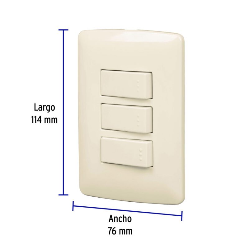 Código: 48665 Placa armada 2 interruptores 1escalera,marfil,línea Italiana PA-APTR-EI