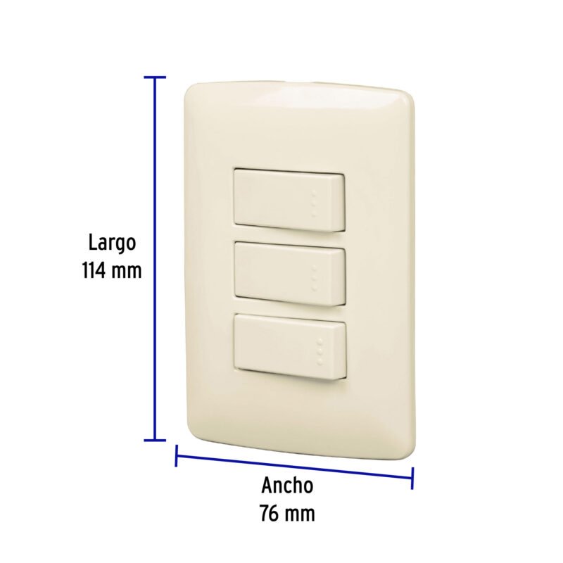 PA-APTR-IFC1.jpg Código: 48664 Placa armada 3 interruptores sencillos,marfil,línea Italiana PA-APTR-I