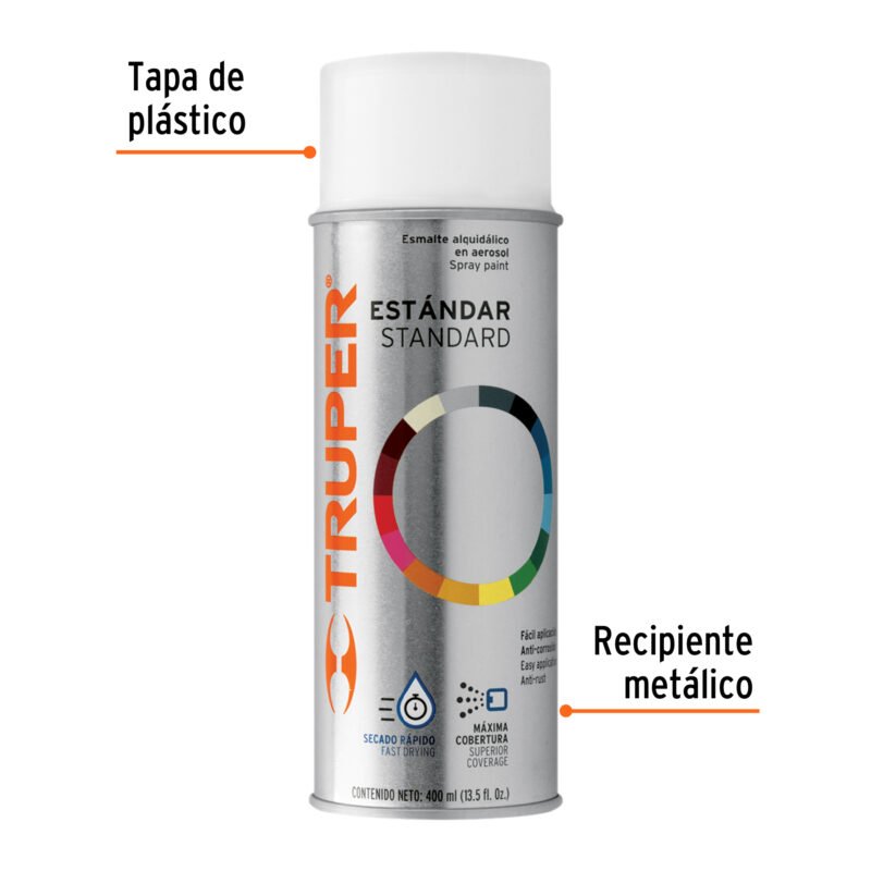 PA-BB-2FC1.jpg Código: 102808 Pintura en aerosol, blanco brillante, bote tradicional,400ml PA-BB-2