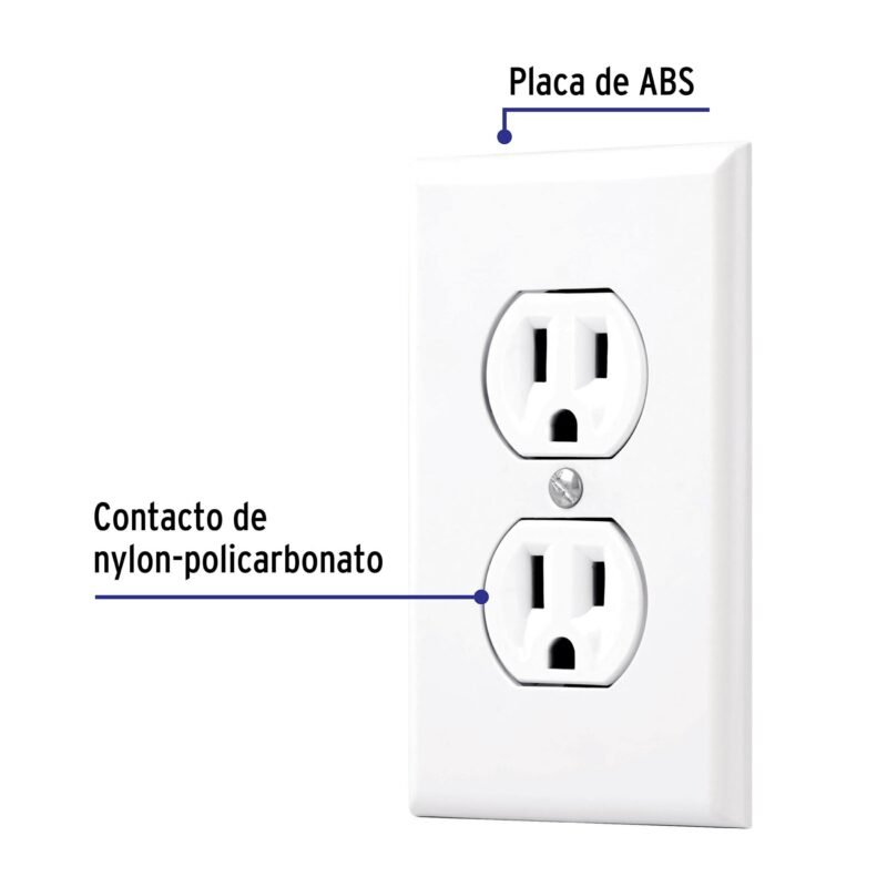 Código: 45954 Placa armada 2 contactos polarizados, línea Standard, blanco PA-CODO-SB