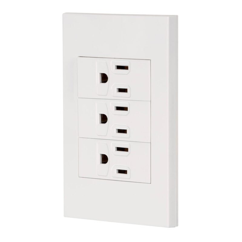 Código: 45598 Placa armada 3 contactos, 1 módulo, Española, blanco PA-COTR-EB