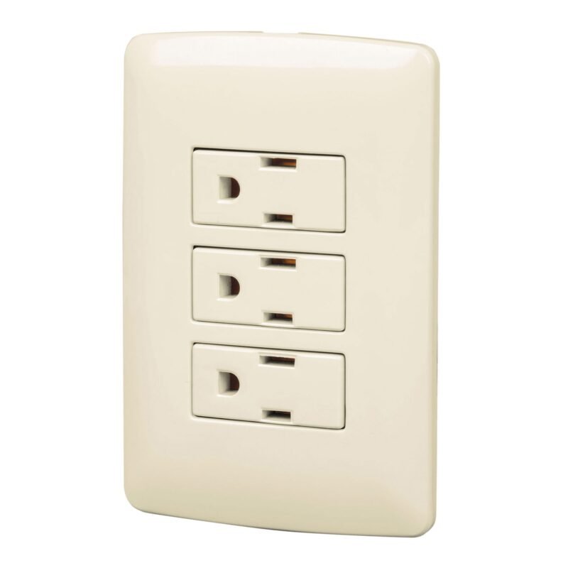 Código: 48669 Placa armada 3 contactos aterrizados, marfil, línea Italiana PA-COTR-I