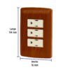 Código: 49944 Placa armada 3 contactos aterrizados, madera, línea Italiana PA-COTR-IM