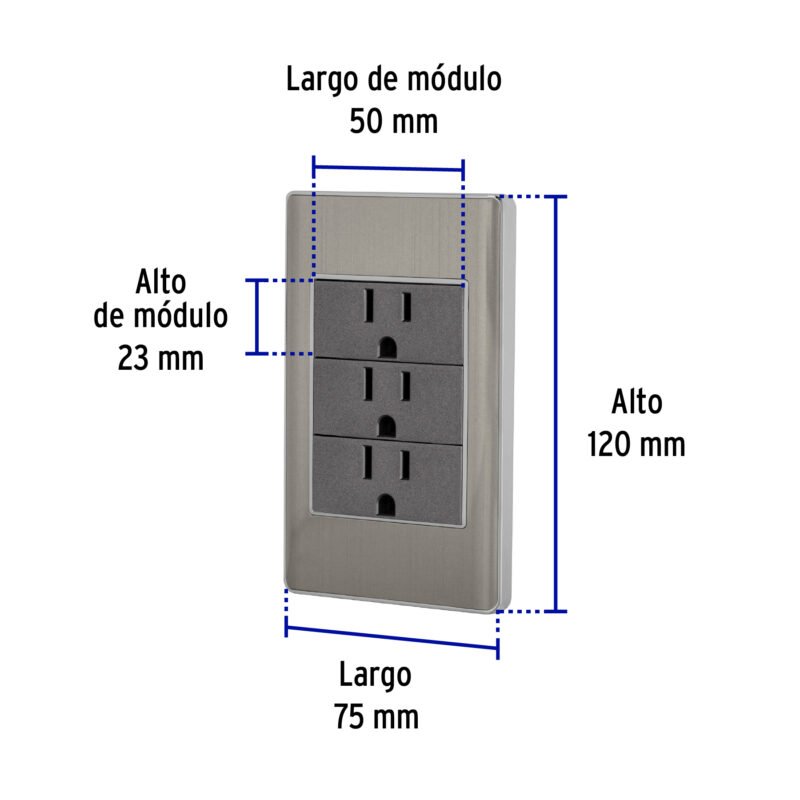 PA-COTR-LAFC2.jpg Código: 47850 Placa armada acero inox 3 contactos 1 módulo, Lisboa PA-COTR-LA
