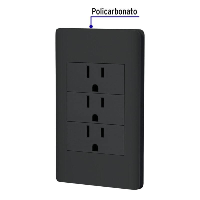 PA-COTR-LNFC1.jpg Código: 47903 Placa armada negra 3 contactos 1 módulo, Lisboa, Volteck PA-COTR-LN