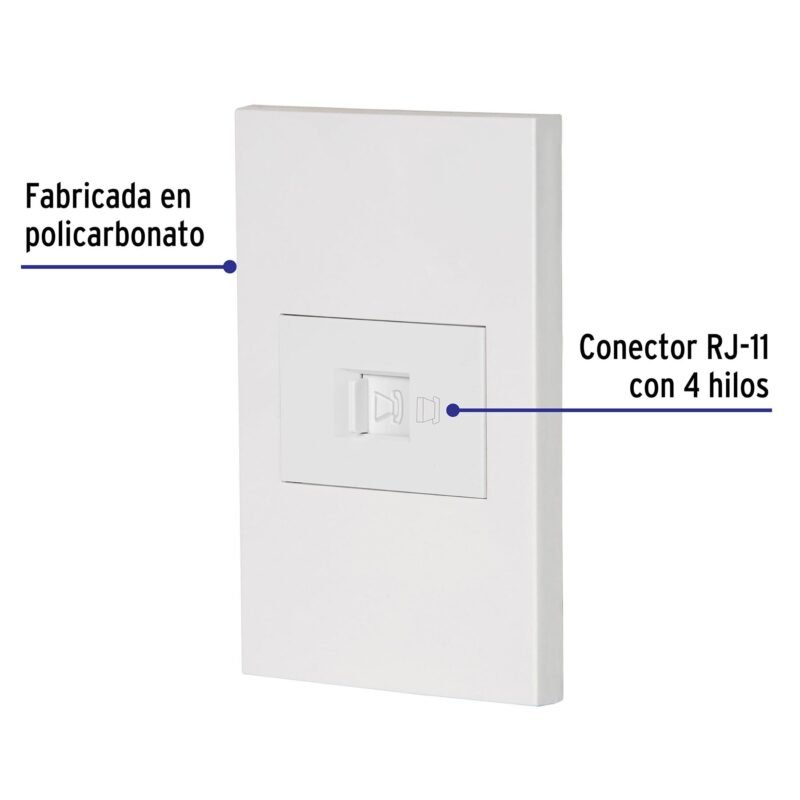 PA-TE-EBFC1.jpg Código: 45607 Placa armada 1 toma para teléfono, 1.5 mod, Española, blanco PA-TE-EB