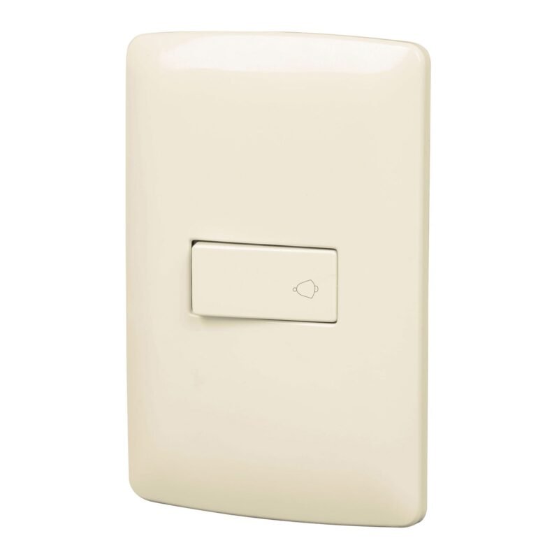 Código: 48671 Placa armada con timbre, marfil, línea Italiana, Volteck PA-TI-I