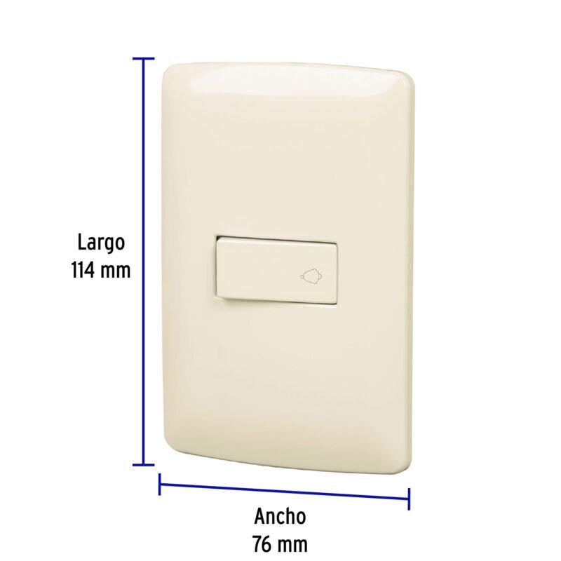 Código: 48671 Placa armada con timbre, marfil, línea Italiana, Volteck PA-TI-I