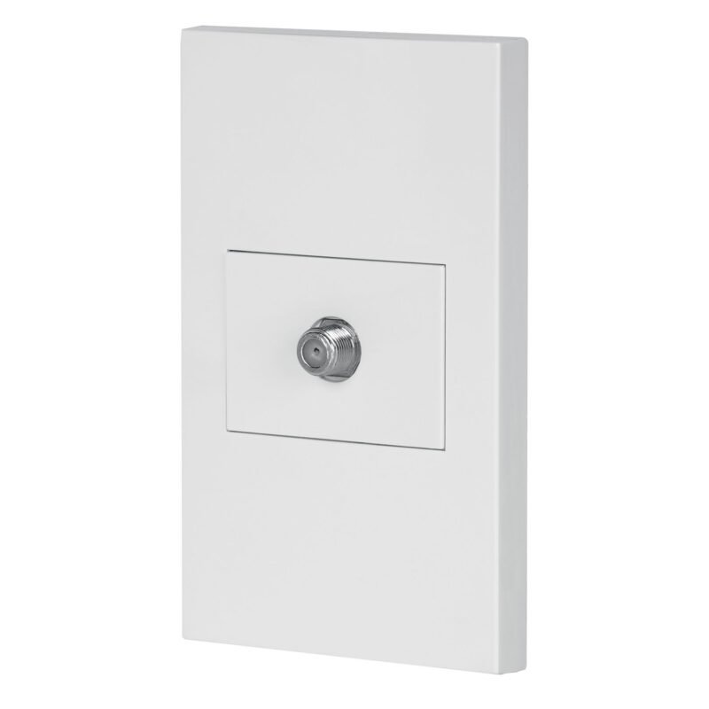 PA-TV-EB.jpg Código: 45605 Placa armada 1 toma de TV, 1.5 módulos, Española, blanco PA-TV-EB