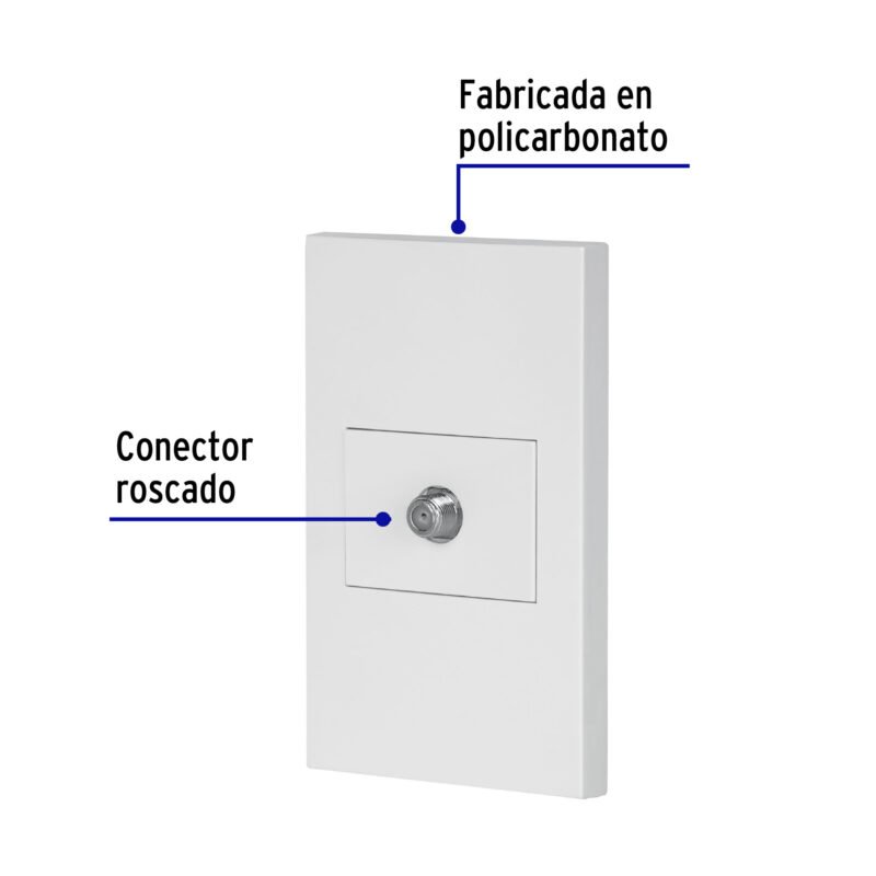 PA-TV-EBFC1.jpg Código: 45605 Placa armada 1 toma de TV, 1.5 módulos, Española, blanco PA-TV-EB