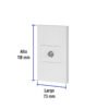 Código: 45605 Placa armada 1 toma de TV, 1.5 módulos, Española, blanco PA-TV-EB