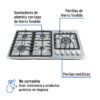 Código: 48319 Parrilla gas empotrable 90cm, 5 quem, lateral, inox, Riviera PAE-915GA