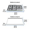 Código: 48319 Parrilla gas empotrable 90cm, 5 quem, lateral, inox, Riviera PAE-915GA