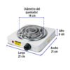 Código: 23031 Parrilla eléctrica 1 quemador en espiral, blanca, BASIC PAEL-1CP