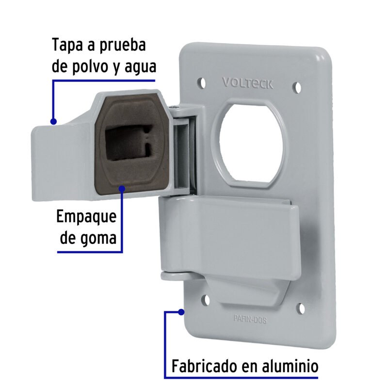 PAFIN-DOSFC1.jpg Código: 46433 Placa tipo FS, con cubierta, doble, sobreponer, Volteck PAFIN-DOS