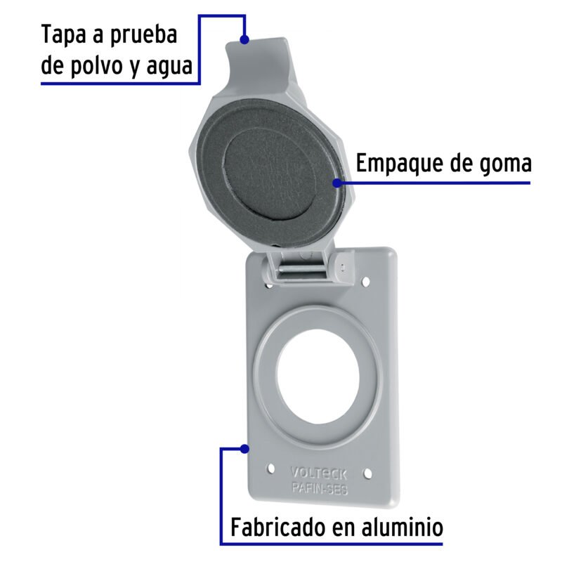 PAFIN-SESFC1.jpg Código: 46434 Placa tipo FS con cubierta, sencilla, sobreponer, Volteck PAFIN-SES
