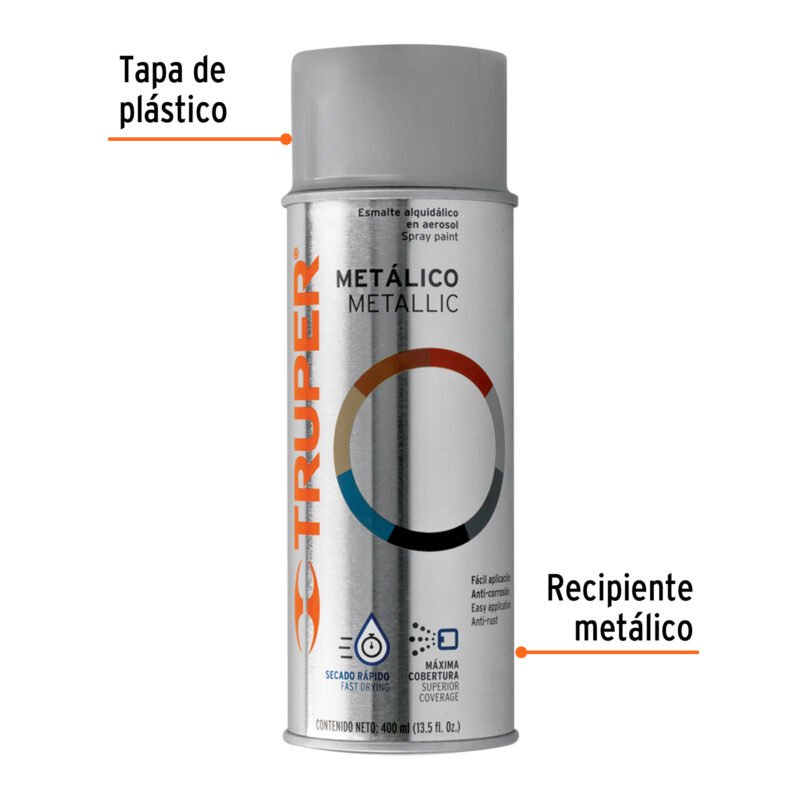 PAM-PL-2FC1.jpg Código: 102843 Pintura en aerosol, plata metálico, bote tradicional, 400 ml PAM-PL-2