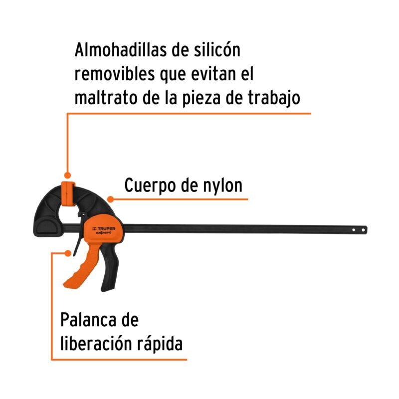 PAR-218FC1.jpg Código: 102629 Prensa con ajuste rápido 18', uso rudo, Truper Expert PAR-218