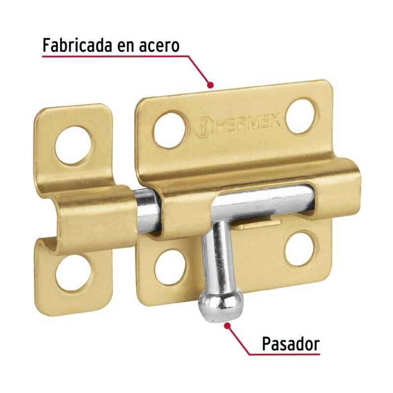 PAS-21FC1.jpg Código: 45723 Pasador de barril de acero latón 2', HERMEX PAS-21