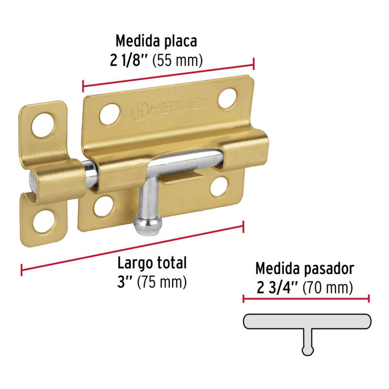PAS-31FC2.jpg Código: 45722 Pasador de barril de acero latón 3', HERMEX PAS-31