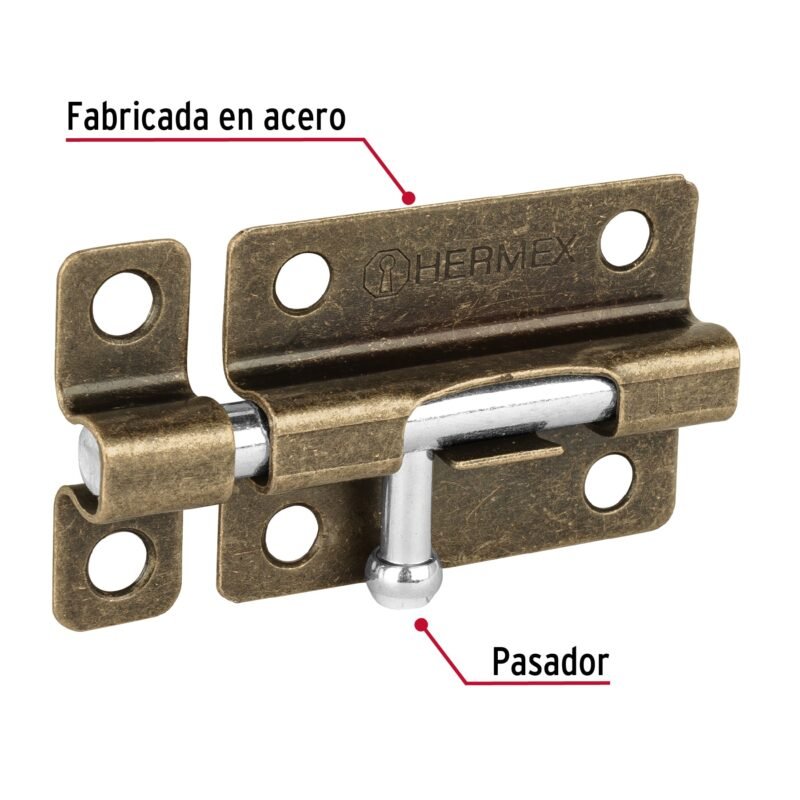 PAS-32FC1.jpg Código: 45727 Pasador de barril de acero latón antiguo 3', HERMEX PAS-32
