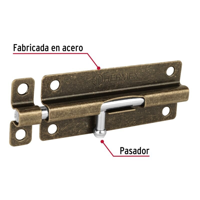 PAS-52FC1.jpg Código: 45725 Pasador de barril de acero latón antiguo 5', HERMEX PAS-52