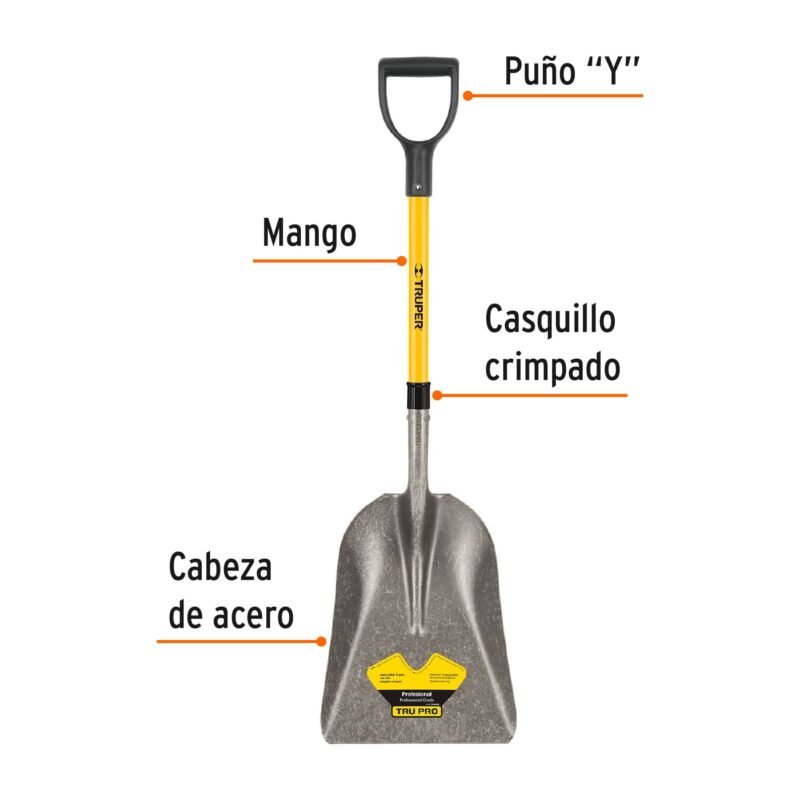 PCAY-FFC1.jpg Código: 17153 Pala carbonera Tru Pro, puño 'Y', mango de fibra de vidrio PCAY-F