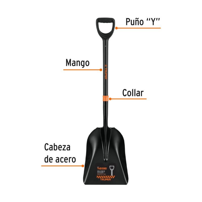 PCAY-PFFC1.jpg Código: 102459 Pala carbonera T-2000, puño 'Y' mango fibra de vidrio Truper PCAY-PF