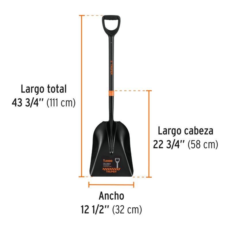 PCAY-PFFC2.jpg Código: 102459 Pala carbonera T-2000, puño 'Y' mango fibra de vidrio Truper PCAY-PF