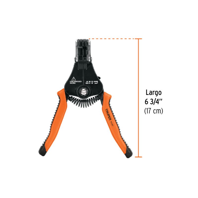 PE-CA-65FC2.jpg Código: 103357 Pinza 6.5' pela cables automática, 14 a 10 AWG, TRUPER PE-CA-65