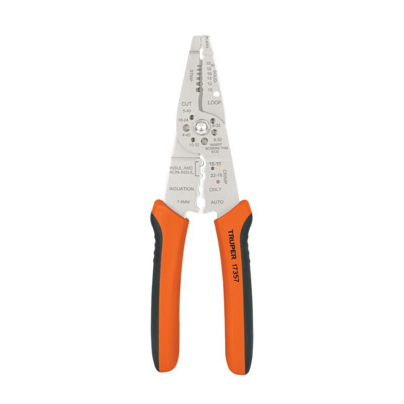 PE-CA-8.jpg Código: 17357 Pinza 8' pela cables, 24 a 12 AWG, TRUPER PE-CA-8