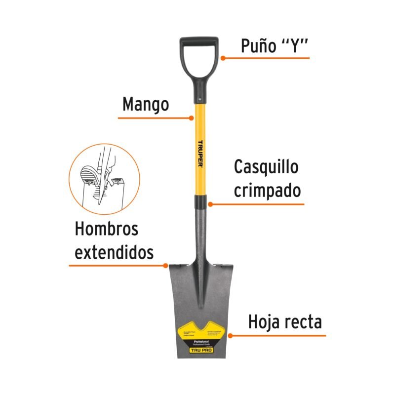 PES-FFC1.jpg Código: 17152 Pala escarramán Tru Pro, puño 'Y', mango de fibra de vidrio PES-F