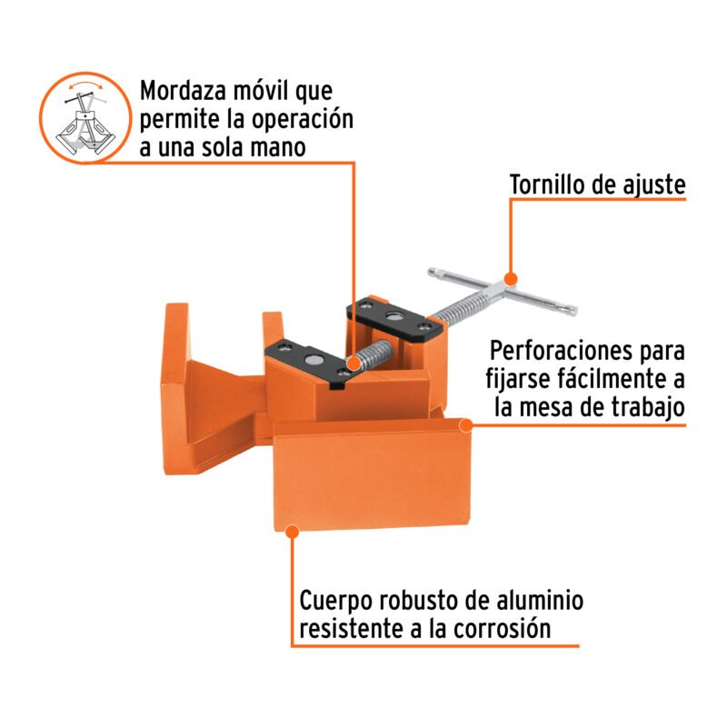 Código: 102597 Prensa esquinera profesional, 2-1/2' de aluminio, Truper PESQ-25