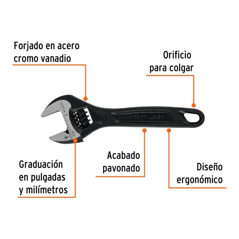 Código: 15497 Llave ajustable (perico) 4' profesional pavonada, Expert PET-4