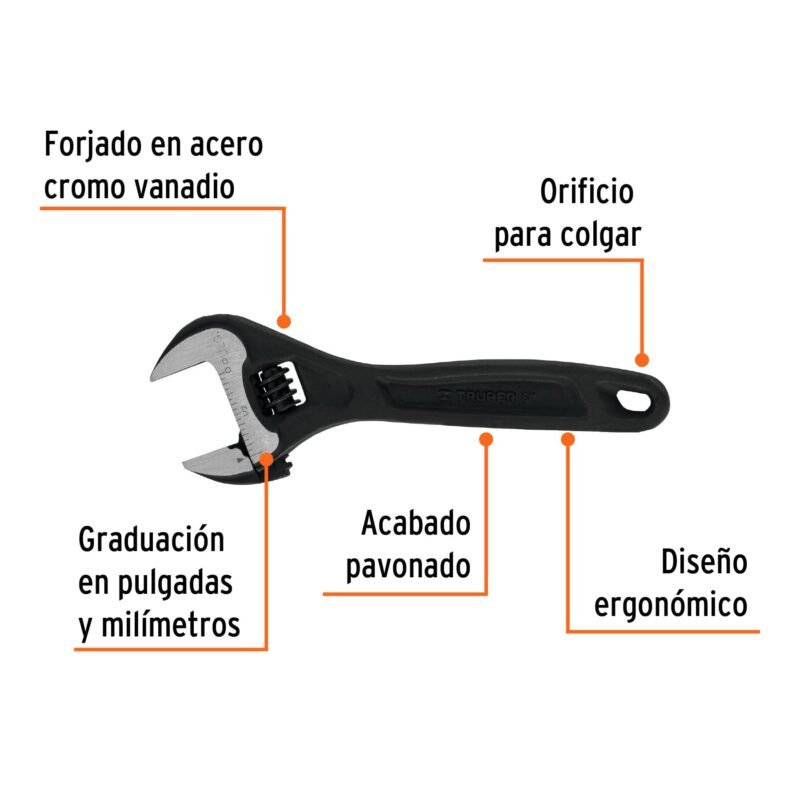 Código: 15500 Llave ajustable (perico) 6' profesional pavonada, Expert PET-6