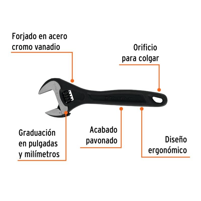 Código: 15501 Llave ajustable (perico) 8' profesional pavonada, Expert PET-8
