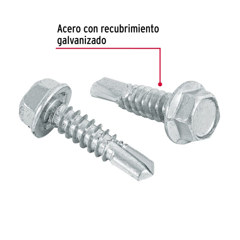 PIBR-1FC1.jpg Código: 44401 Bolsa con 100 pijas 1' cabeza hexagonal, punta de broca PIBR-1