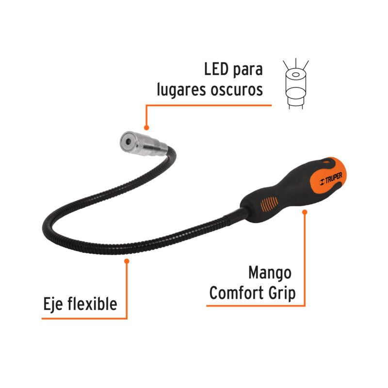 PICK-UPLFC1.jpg Código: 15326 Imán flexible de acero con LED, 3 kg, Truper PICK-UPL