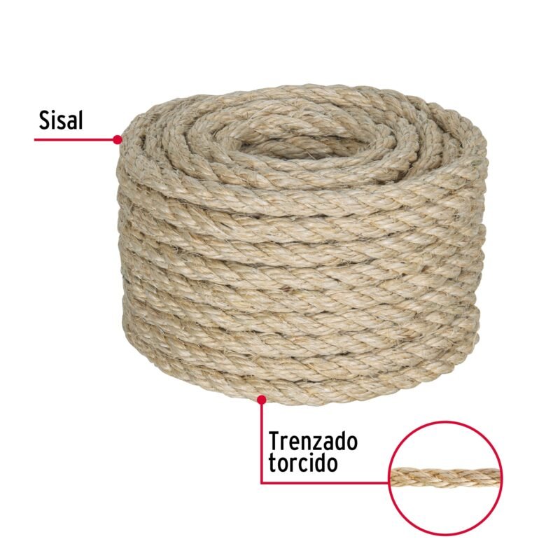 PIO-1015SFC1.jpg Código: 45659 Piola de Sisal de 10 mm x 15 m natural, Fiero PIO-1015S