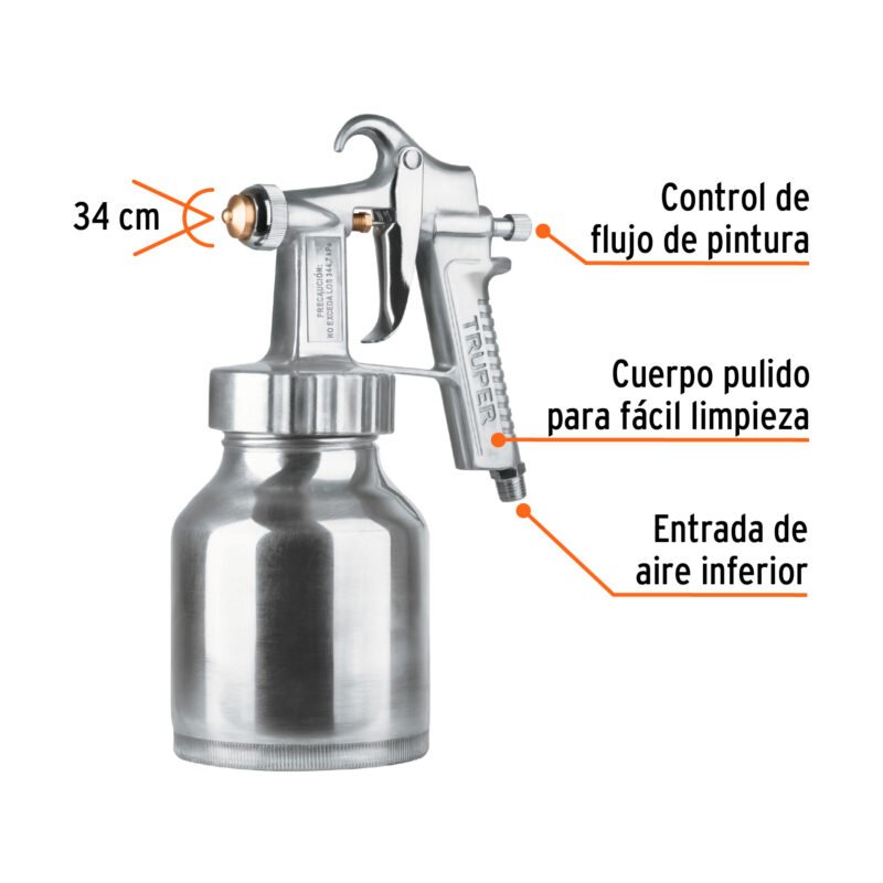 PIPI-200FC1.jpg Código: 14037 Pistola p/pintar baja presión, pulida, entrada inf, Truper PIPI-200