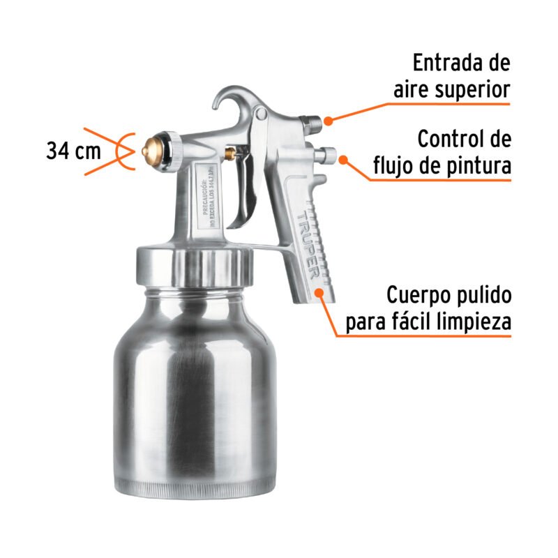 PIPI-210FC1.jpg Código: 14036 Pistola p/pintar baja presión, pulida, entrada sup, Truper PIPI-210