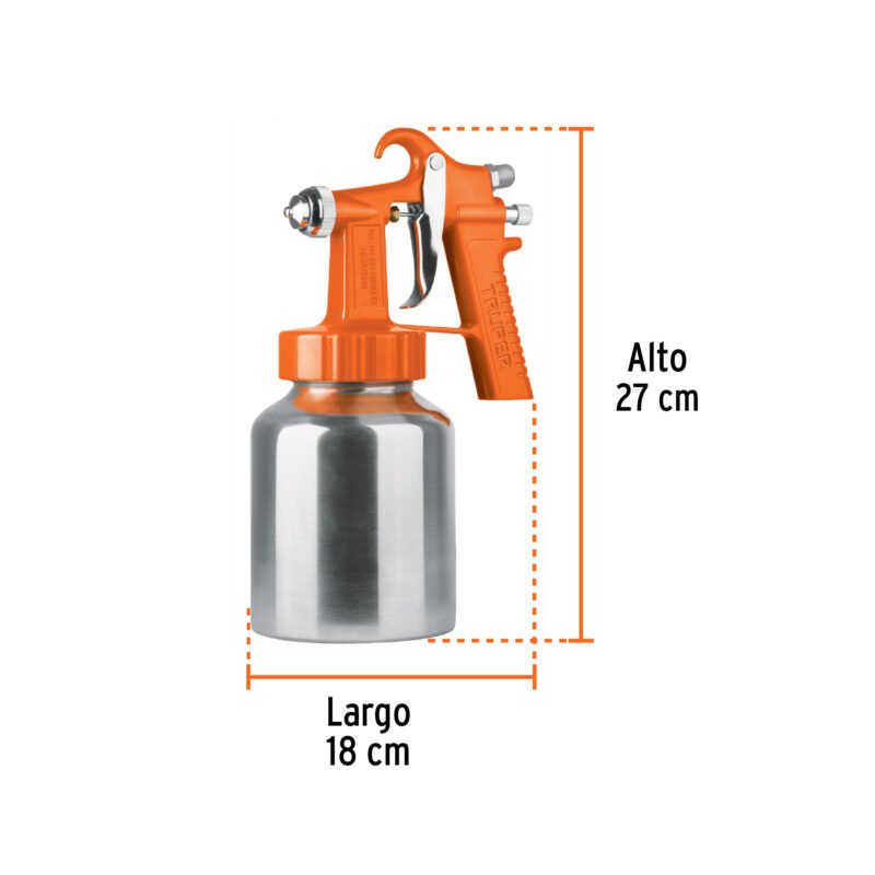 PIPI-27FC2.jpg Código: 19510 Pistola p/pintar baja presión, naranja, entrada sup, Truper PIPI-27