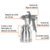 Código: 14087 Pistola p/pintar succión HVHP vaso alum, 1.8mm, 2 vál Truper PIPI-310