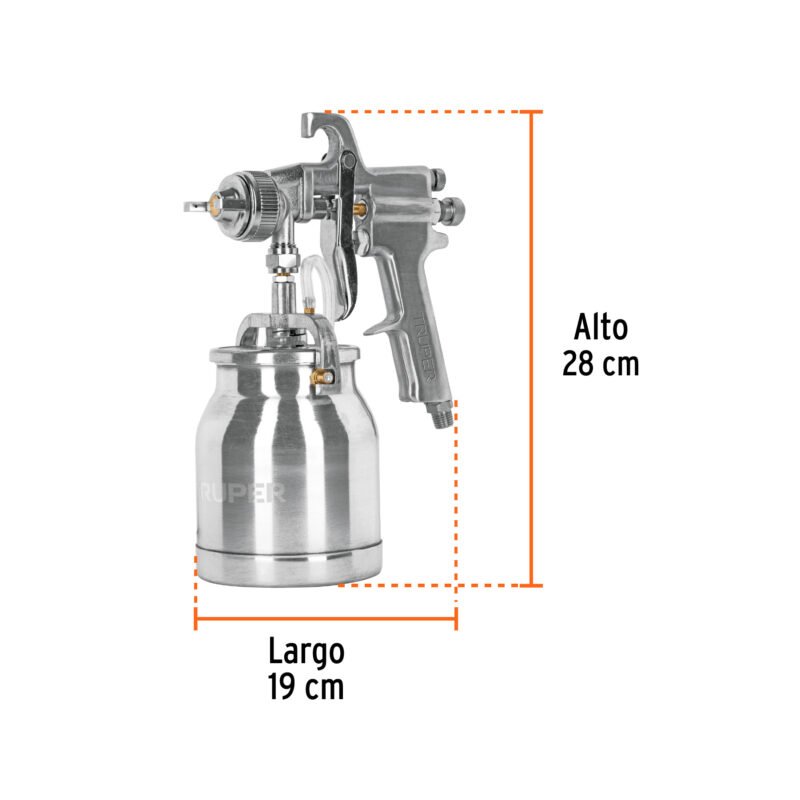 PIPI-310FC2.jpg Código: 14087 Pistola p/pintar succión HVHP vaso alum, 1.8mm, 2 vál Truper PIPI-310