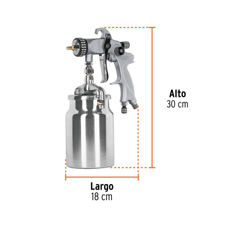 PIPI-340XFC2.jpg Código: 14030 Pistola p/pintar succión HVLP vaso aluminio, 1.4 mm, Expert PIPI-340X