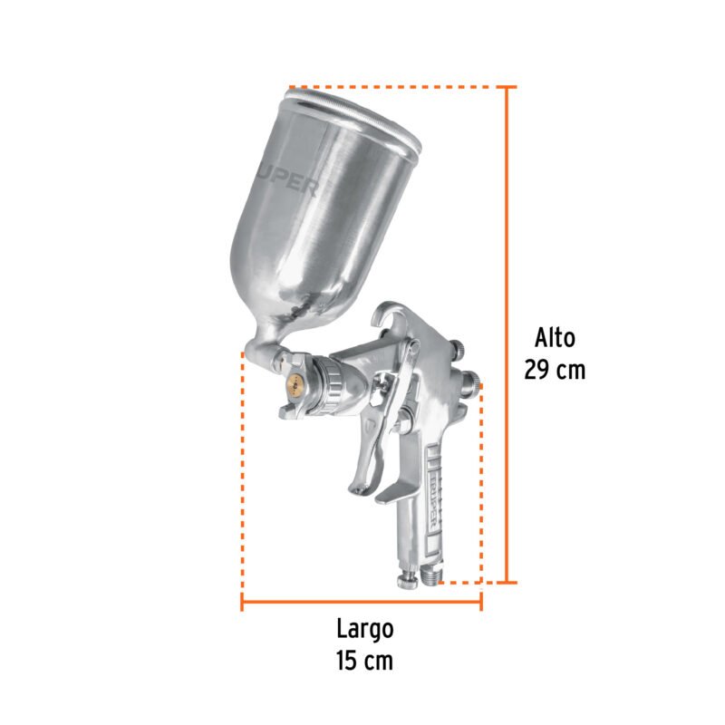 PIPI-420FC2.jpg Código: 11095 Pistola p/pintar gravedad LVMP vaso aluminio, 1.4 mm, Truper PIPI-420