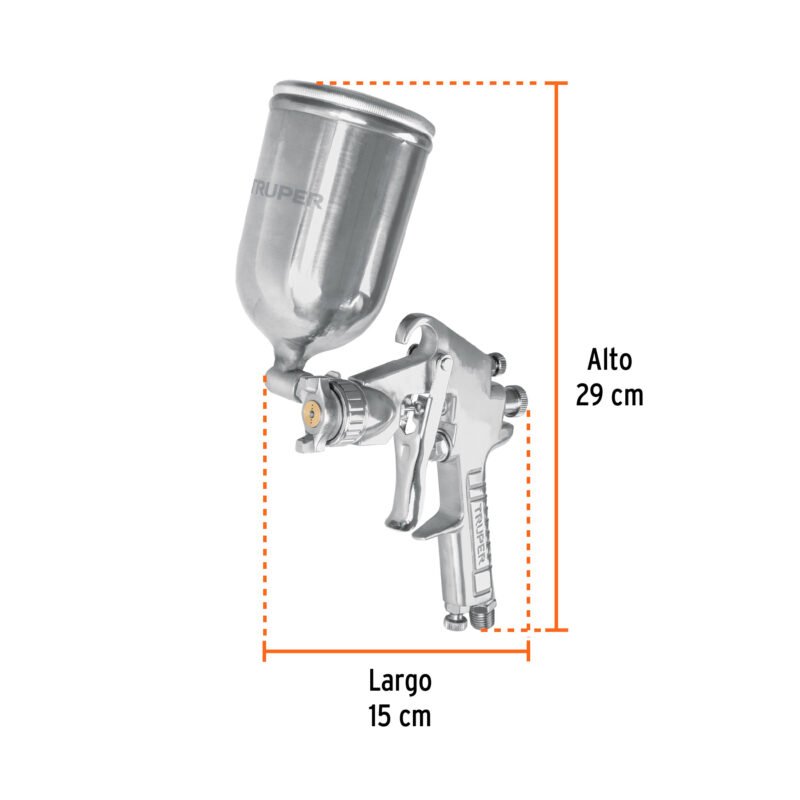 PIPI-421FC2.jpg Código: 13061 Pistola p/pintar gravedad LVMP vaso aluminio, 1.7 mm, Truper PIPI-421